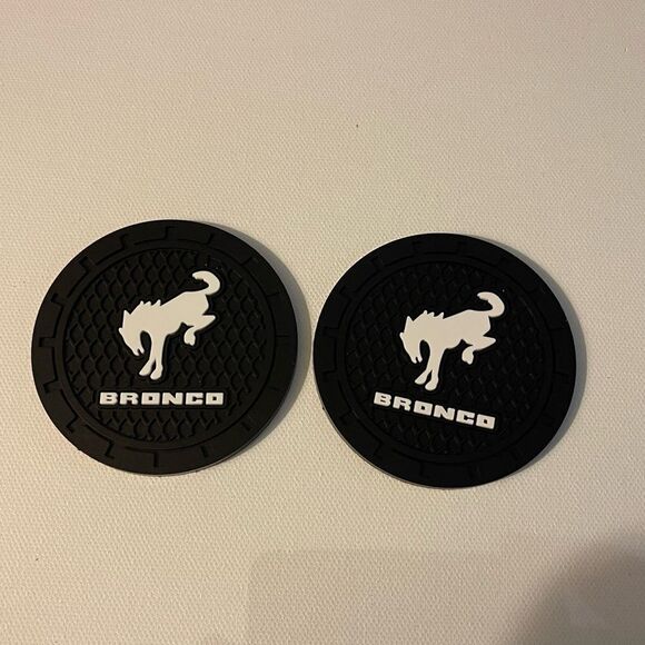 Bronco Car Cup Holder Coasters with logo set of 2 NWT - Picture 1 of 4